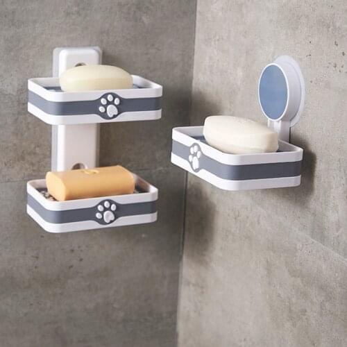Portable Soap Dishes For Bathroom Storage Box Wall Mounted Double Soap Holder With Drainage Tray Home Bathroom Accessories