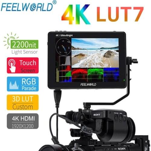 Feelworld LUT7 7 Inch Ultra Bright 2200nits 3D-LUT 4K-HDMI FHD IPS Panel Touch Screen 1920x1200 DSLR Camera Field Monitor