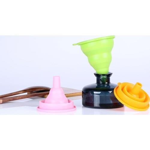 1pc Neck Funnel Liquid Filling Kitchen Tools High Quality Food Grade Silicone Gel Folding Funnel Folding Telescopic Long