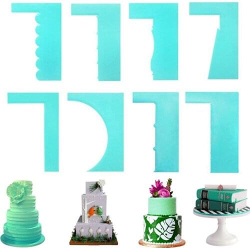 Cake Scraper Decorating Comb Pastry Icing Smoother 8 Design Textures Fondant Fashion Spatulas Baking Tools Cake Confectionery