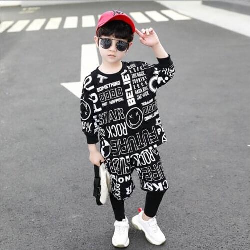 2 Pieces Suit Kids Teenage Boys Clothing Sets Hip-hop Dancing Sports Tracksuits Cotton T-shirt + pants Boys Autumn Outfits