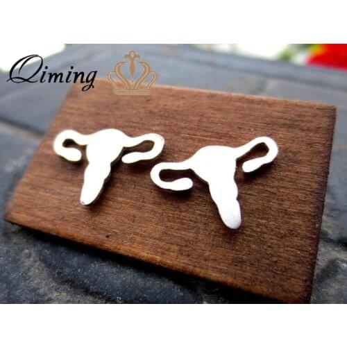 QIMING Science Chemical Jewelry Tiny Uterus Earrings Women Female Doctor Nurse Medical Health Care Post Earring Gift