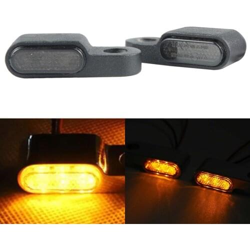 1 Pair DC 12V Motorcycle Bikes Scooter Handlebar Bar End Amber Blinker Lamp Indicators LED Mini Turn Signal Light