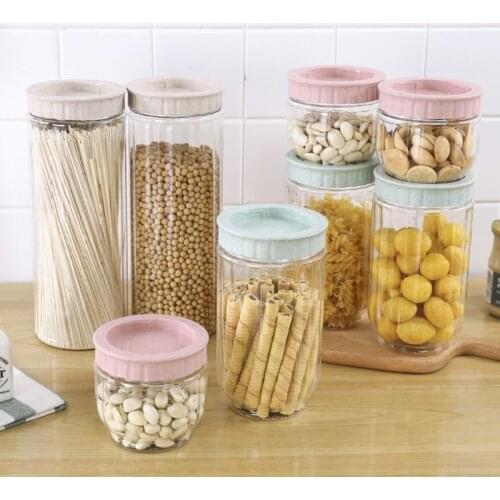 1Pc Kitchen Transparent Food Storage Container With Lids Durable Seal Pot Cereal Grain Bean Rice Sealed Plastic Milk Powder Jar