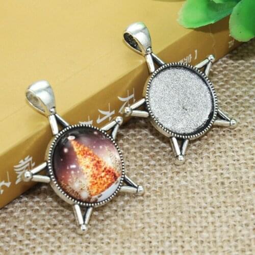 10pcs 20mm Inner Size Zinc alloy Pentagram Necklace Pendant Cameo Cabochon Base Base Tray Bezel Blank F-031103