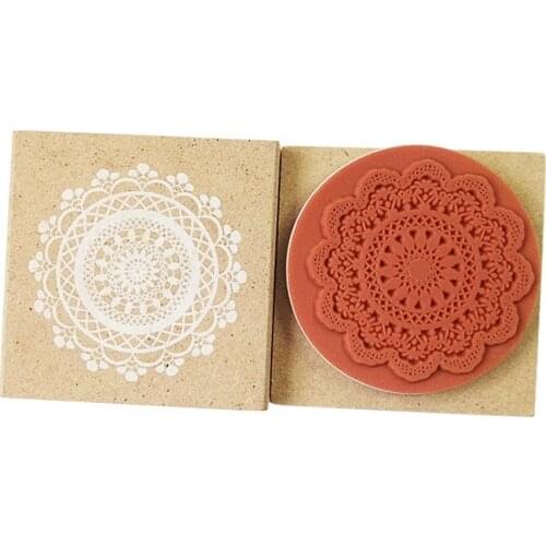 12 Pcs/lot New Romantic Lace Flower Square Wooden Stamp DIY Rubber Stamps For Gift 4.5X4.5cm
