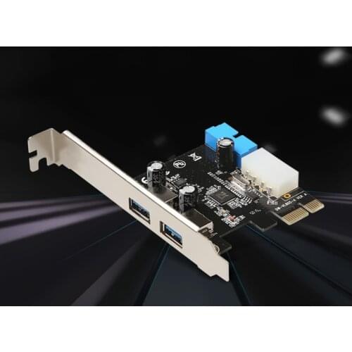 2 Ports PCI Express USB 3.0 Front Panel with Control Card Adapter 4-Pin & 19 Pin Hearder Dual USB3.0 Expansion Card