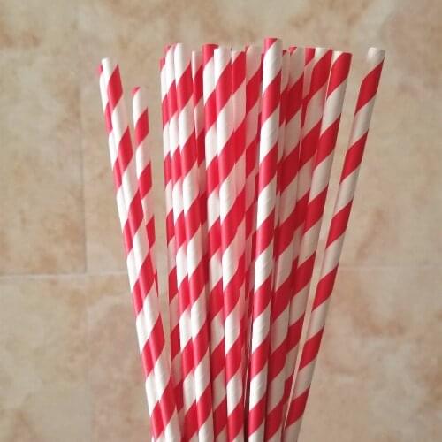 25pcs Drinking Paper Straws Red Stripe Straw Baby Shower Decor Gift Party Event Supplies Wedding Supply Christmas Decoration