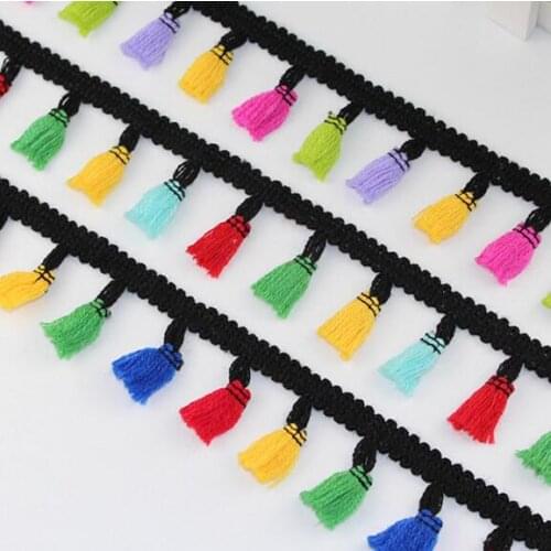 38Yards Rainbow Broom Tassel Lace Cotton Fabric Ribbon Fringe Trims Drop Decoration Sewing Edge Curtain Clothes Accessories