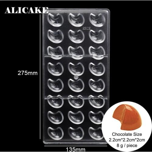 3D Chocolate Candy Bar Molds Semicircle Fondant Forms Polycarbonate Plastic Tray Moldes Cake Baking Pastry Bakery Tools Moulds