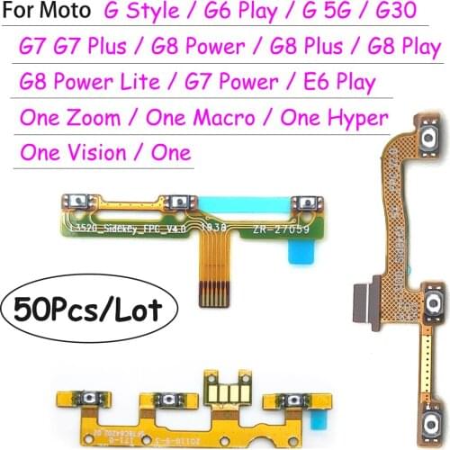 50Pcs Power On Off Volume Side Button Key For Moto One Zoom Macro Hyper Vision G30 G 5G Style G7 G6 G8 E6 Play Plus Power Lite