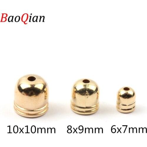 6/8/12MM Gold Plastic Ring-free Bead For DIY Jewelry Making Accessories Hand-made Pendant Tassel Crimping Fixed End Cap