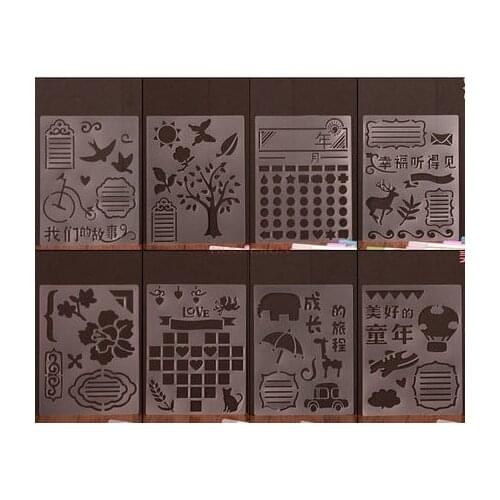 8pcs lace ruler hollow painting template album manual black card tool material painting version