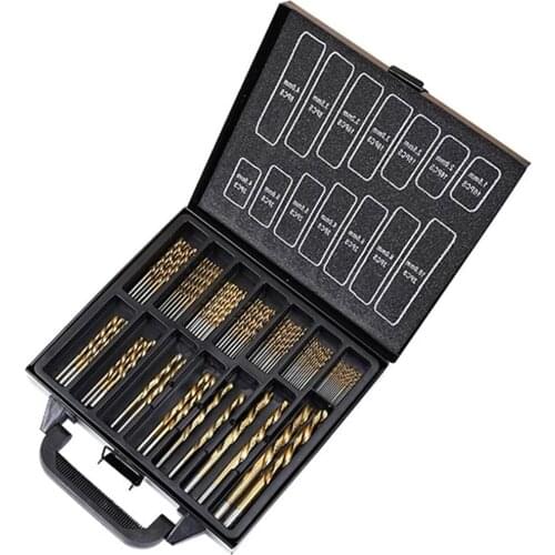 99pcs High Speed Steel Titanium Plated Twist Drill DIY Home Use Metal HSS Spiral Drill Bit For Wood Drilling