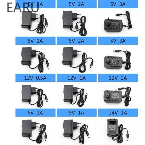 1pc 100-240V AC to DC Power Supply Charger Adapter 5V 6V 9V 12V 24V 0.5A 1A 2A 3A EU Plug 5.5mmx2.1mm LED USB light strip Phone