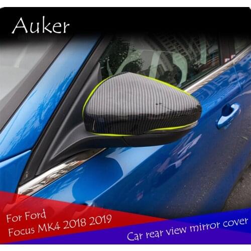 Car Rearview Mirror Cover Finish Chrome Carbon Fiber Protector Auto Accessories 2Pcs/Set For Ford Focus MK4 2018 2019