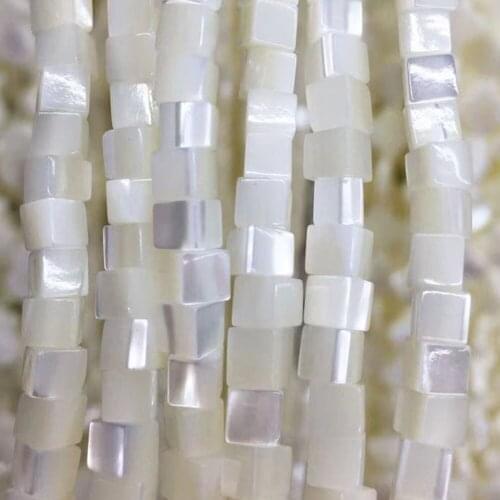 Free Shipping Fashion Jewelry 4mm Mother of pearl Shell Square Loose Beads 15" FG9163