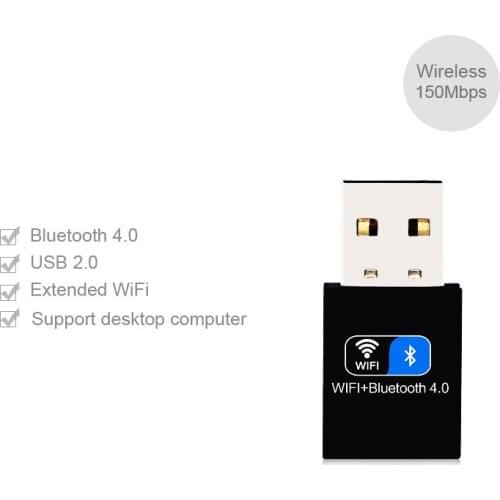 2IN1 Mini 150M Wireless Wi-Fi USB Wifi Network Lan Card + Bluetooth V4.0 Adapter for PC Desktop Laptop