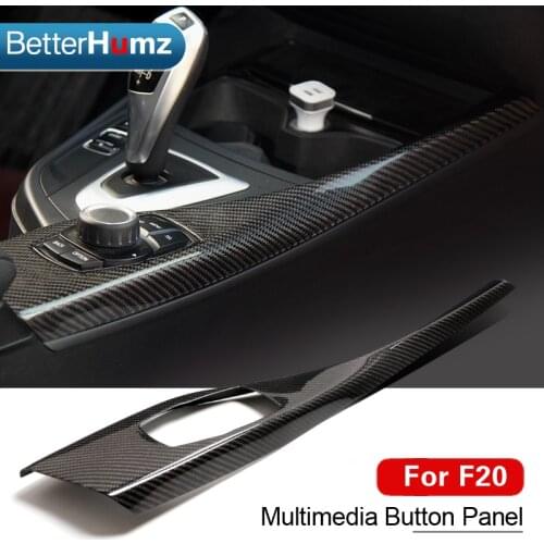 Real Carbon Fiber Car Multimedia Button Panel Trim Cover Sticker For BMW F20 F21 1 Series 116i 118i Auto Interior Accessories