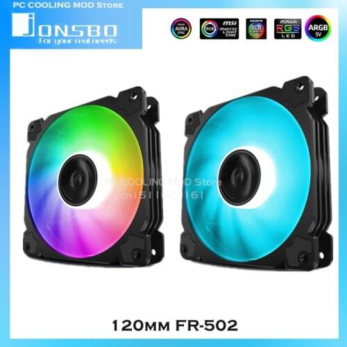 JONSBO PC Case Quiet Cooling PWN RGB Fans 120mm CPU Cooler Radiator 12V RGB/5V ARGB/Colorful Led Mute For Computer Case,FR-502