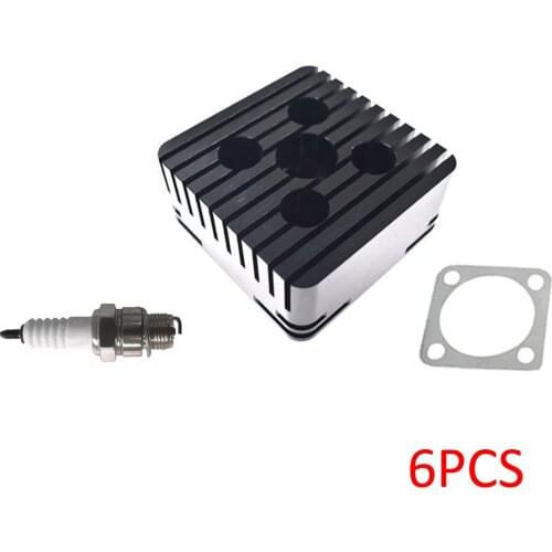 Pouvoir 6x CNC Black Square Cylinder Head For Racing 66cc/80cc Engine Motorized Bike Colorful
