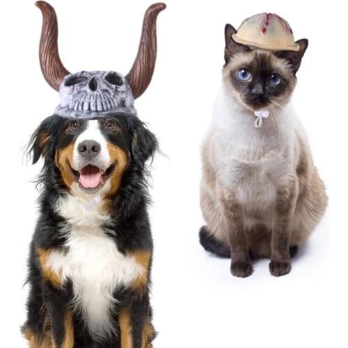 Halloween Cosplay Hat Pet Small Dog Cats Costume Cow Skeleton Cap Hat Dog Cat Cosplay Costume Decorative Hat Pet Accessoires