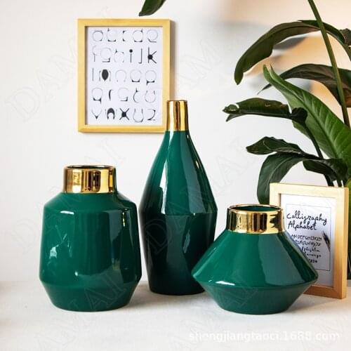 Golden Stroke Ceramic Vases Overglaze Decorative Restaurant Desktop Flower Vase Creativity Bedroom Dried Flowers Organizer