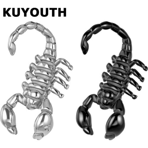 KUYOUTH Unique Stylish Stainless Steel Black Scorpion Ear Weight Expanders Body Jewelry Earring Piercing Gauges Stretchers 2PCS