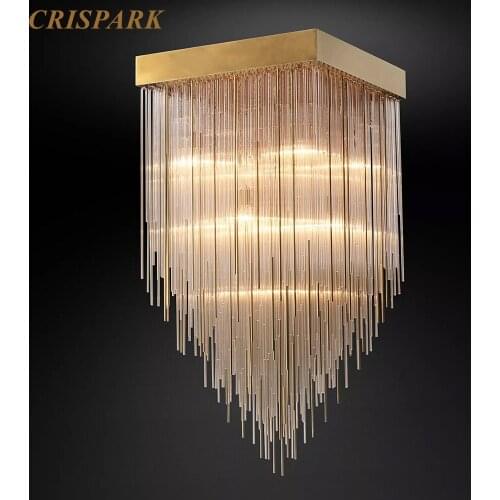 CASCADA Modern Luxury Ceiling Light LED Chrome Bedroom Flush Mounted Lamp Indoor Crystal Hanging Light Fixture Living Room Lamp