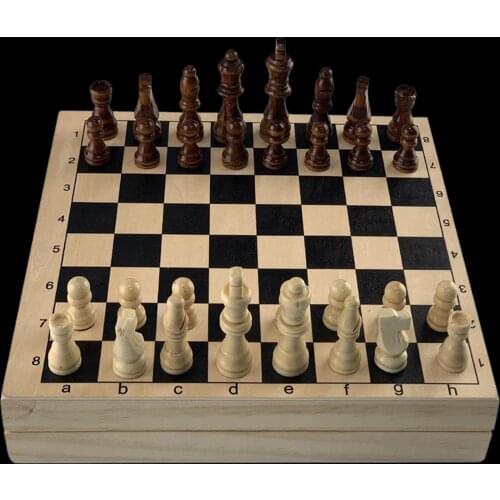 Wooden Chess Set for Kids and Adults Large Folding Chess Board Game Sets Storage for Pieces Wood Pawns Unique for Beginner