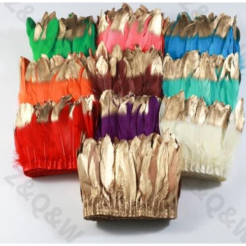 Natural dyed goose feather spray gold head made of 1 meter cloth edge DIY shopping festival costume costume skirt decoration