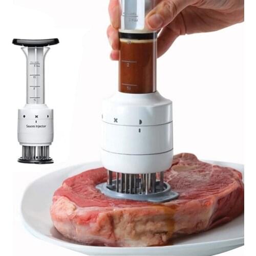 Stainless Steel Needles Spice Syringe 2 In 1 Meat Tenderizer Marinade Injector Barbecue Seasoning Sauce Injectors Kitchen Gadget