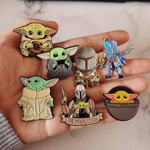 2021 New Movie Star Wars Master Baby Yoda Brooch Stoving Varnish Enamel Pins Badge Jewelry Gift for Boys and Girls
