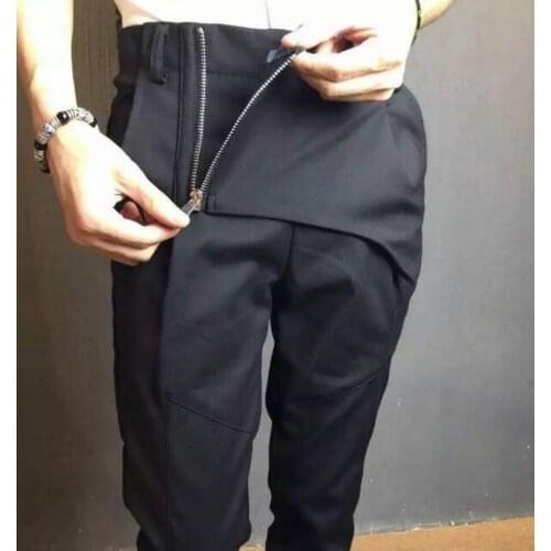 2021 New Mens clothing Hair Stylist slim male trousers black casual pants harem pants personality Plus size singer costumes