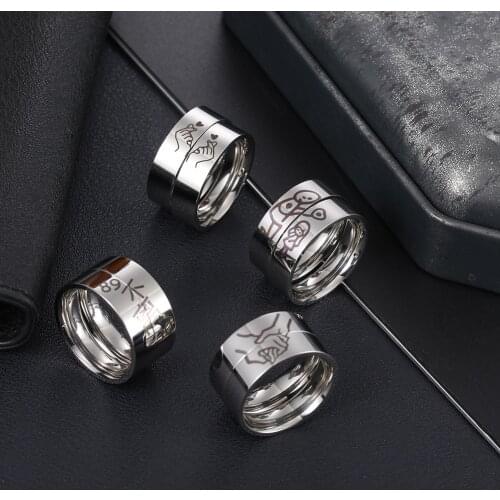 GANXIN Couple Titanium Steel Rings/Set 2021 Newest Stainless Steel Finger Rings for Womens Men Engagement Jewelry Wedding Bands