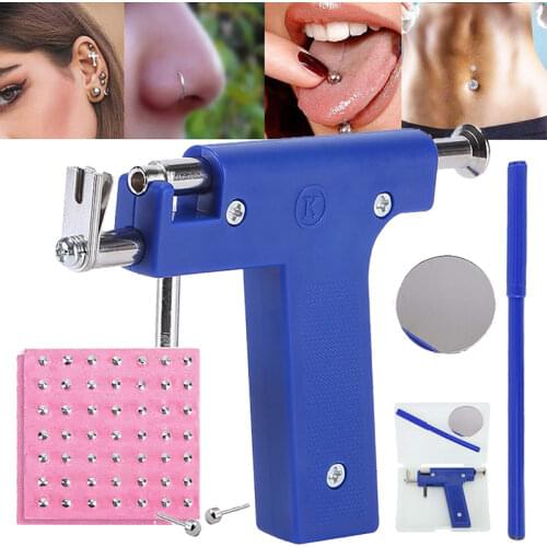 Professional Ear Piercing Gun Tool Set 98pcs Ear Studs Steel Ear Nose Navel Body Piercing Gun Unit Tool Kit Safety Pierce Tools