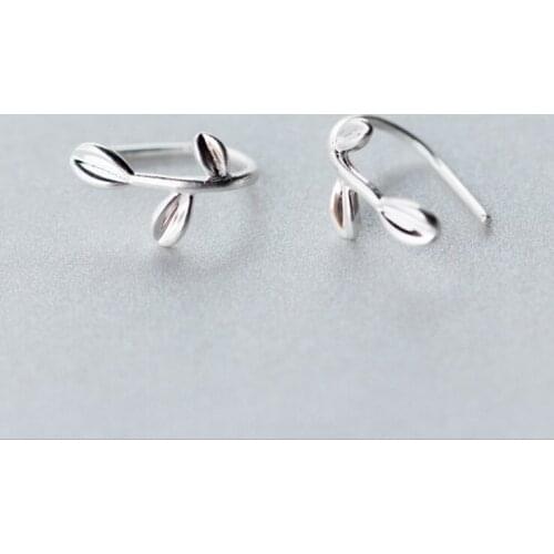 925 Sterling Silver Earring Fashion Cute Tiny Leaf 12mmX7mm Stud Earrings Gift For School Girls Daughters Gift