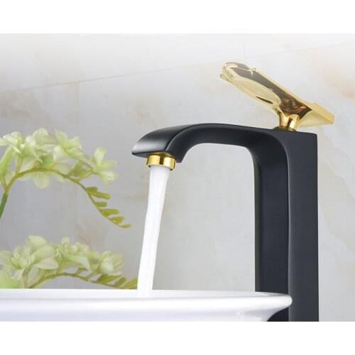 Bathroom Basin Faucets Brass Sink Mixer Taps Hot & Cold Single Handle Lavatory Crane Water Tap Chrome/Black/White With Gold