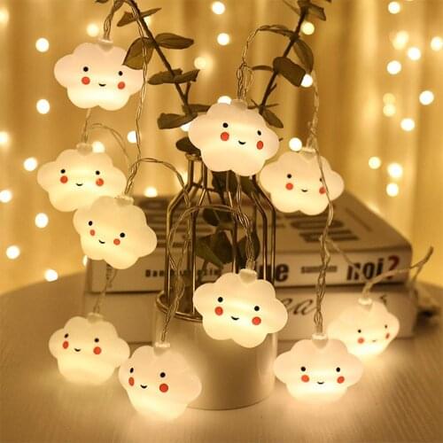 LED Warm White Cute cloud Small Night Light String Lights Halloween Christmas Room Corridor Decor Holiday Battery Powered Gift