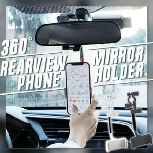 Universal 360° Car Rearview Mirror Mount Stand Holder Cradle For Iphone GPS Smartphone Car Phone Adjustable Holder Stand Support
