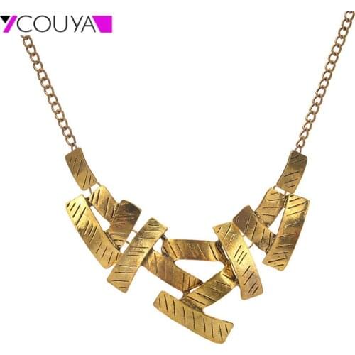 Women Geometric Square Necklace Fashion Wild Necklace Gold Color Charm Female Clothes Accessories