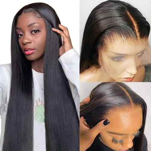 13x4x1 Bone Straight Human Hair Wigs For Women Brazilian T part Wig 30 Inch Pre Plucked Straight Lace Front Wig Lace Closure Wig