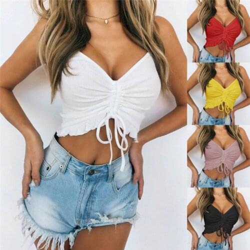 2021 Summer New Pleated Bow Tie Camis Sexy Sleeveless Off Shoulder Women Tank Top Ladies Streetwear Fashoin White Basic Crop Top