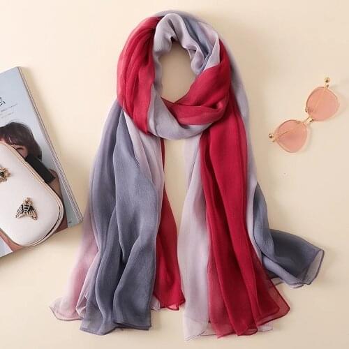 Summer gradient colour scarf women Beach sunscreen shawls wraps silk scarves soft large size bandana foulard female ladies Pareo