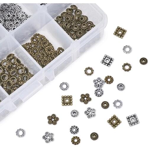 Pandahall 1 Box Tibetan Style Alloy Bead Spacers Mixed Shapes for Bracelet Necklace Earrings DIY Jewelry Making 13.5x7x3cm