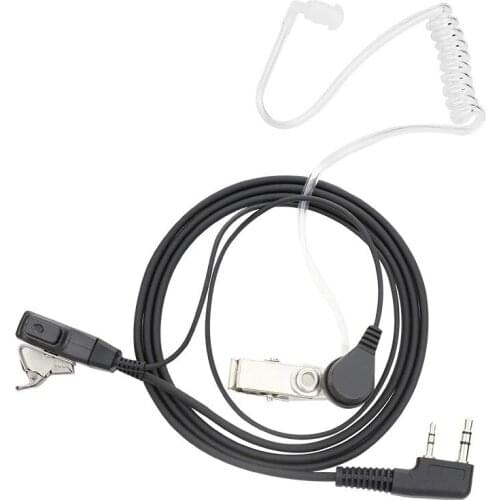 1pcs Walkie Talkie Earpiece 2 Pin K Plug PTT Air Acoustic Tube Earphone For Baofeng UV5R Kenwood Tyt Portable Radio Headset