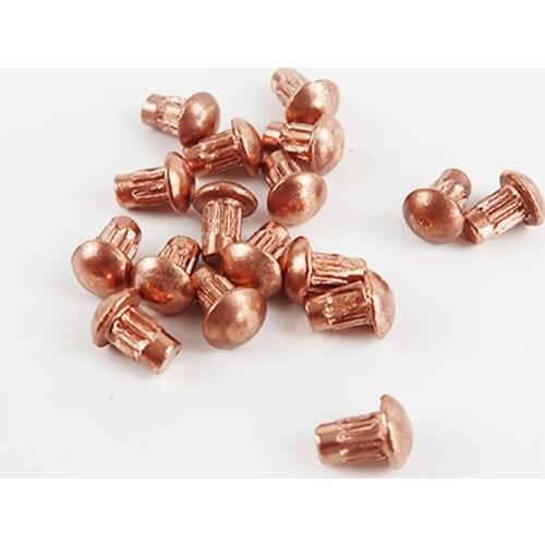 100Pcs M2 M2.5 M3 Copper Half Round Head Knurled Rivets Pan Header Cuprum Riveting Hand Percussion Rivet GB827 4mm-8mm Long