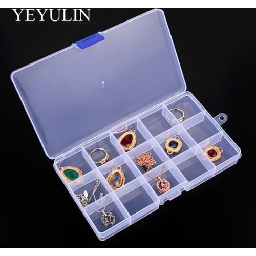 15 Slot Jewelry Rectangle Display Storage Charms beads Organizer Case Box 1pcs