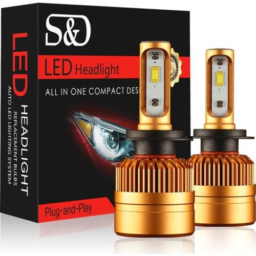 S&D 2Pcs H7 LED Car Headlights Bulb Kit With 1515 Chips 50W 12000lm Auto Fog Light Lamp 6500K 12V Led Automotive Headlamps