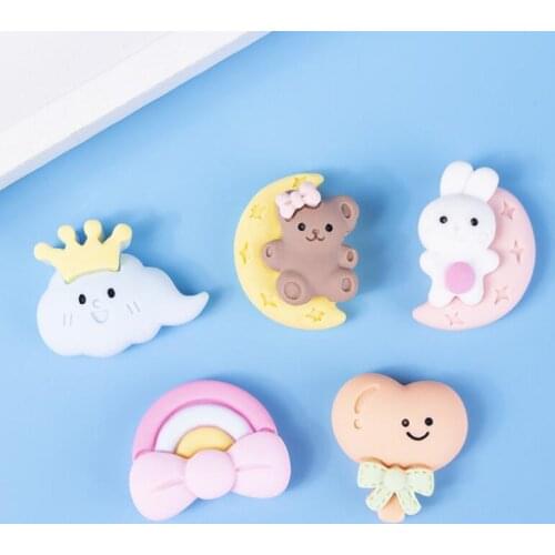 20pcs/lot Rainbow Crown Cloud Cute Planar Resin DIY Crafts Supplies Phone Shell Home Decor Material Hairclip Accessories